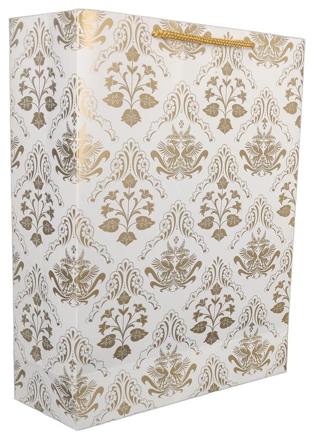 Arrow Paper Products Golden Bird Design Paper Gift Bags for Gifting, Weddings, Birthday, Holiday Presents (20.32 x 7.62 x 27.94 cm) Pack of 20 - Image 1